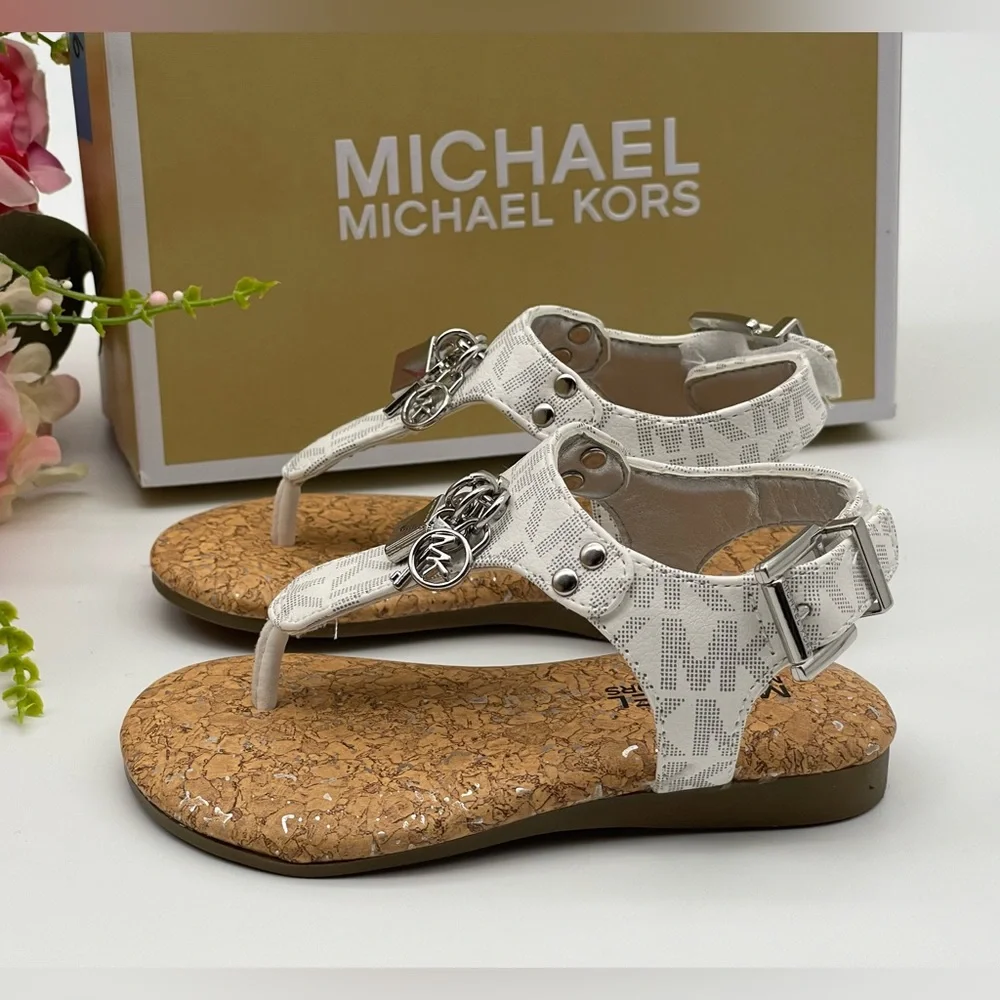 Michael Kors Girl’s Monogram Thong Charm Sandals